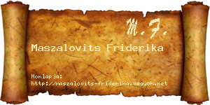 Maszalovits Friderika névjegykártya
